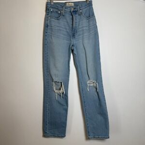 Madewell The Perfect Vintage Straight Jean Womens 25 Light Wash Distressed Denim